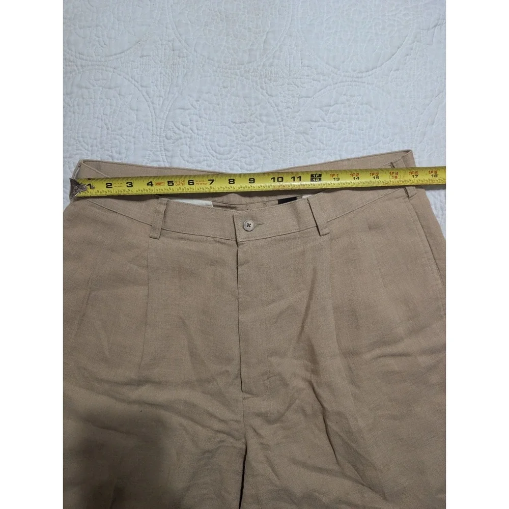 Jos A Bank Travelers Collection Men's 36 Tan 100% Linen Pleated Dress Shorts